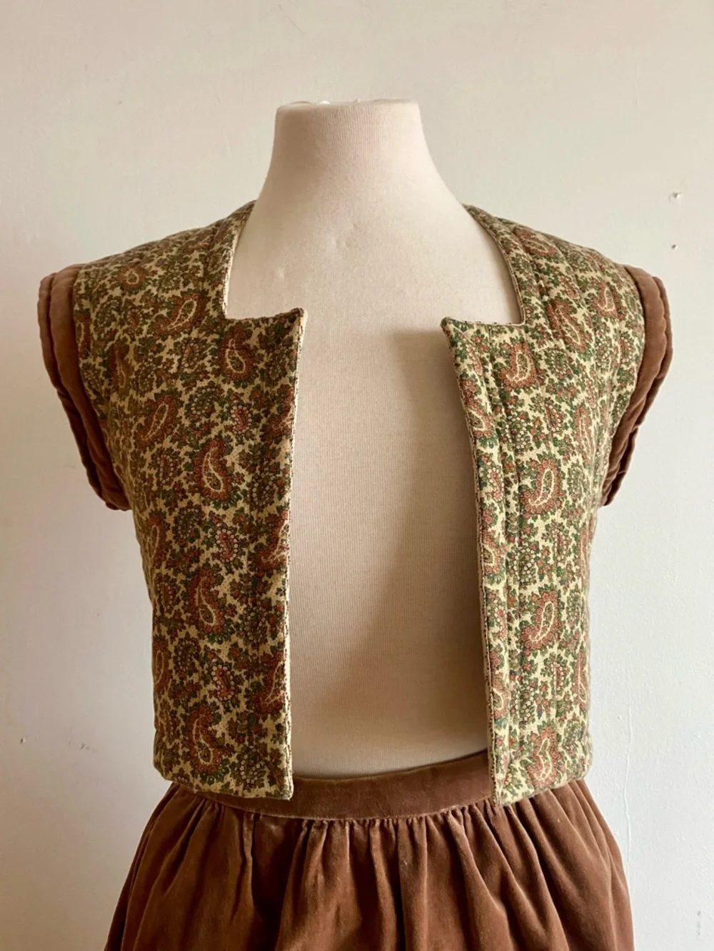 Vintage Suttles & Seawinds Skirt Vest Set Autumnal Paisley Vicki Lynn Bardon XS - Picture 9 of 16